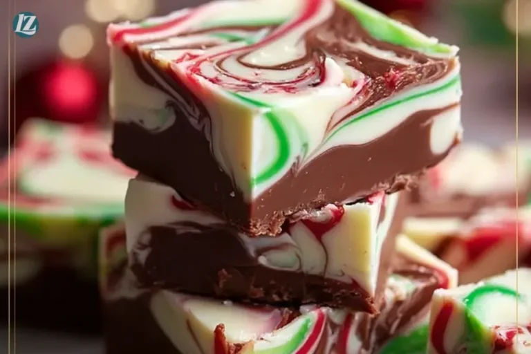 Delicious homemade Christmas fudge decorated with festive toppings.
