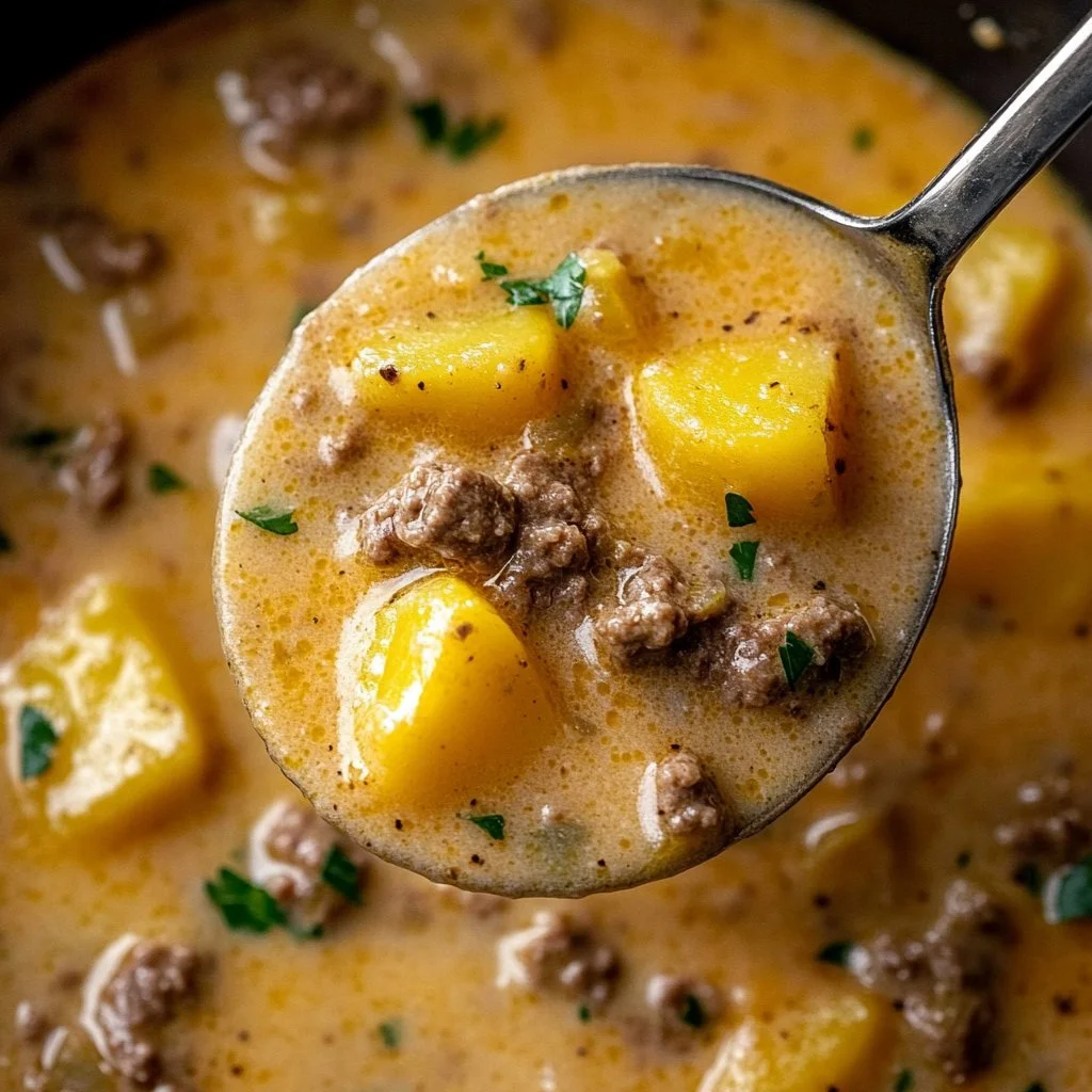 Cheesy Beef and Potato Soup