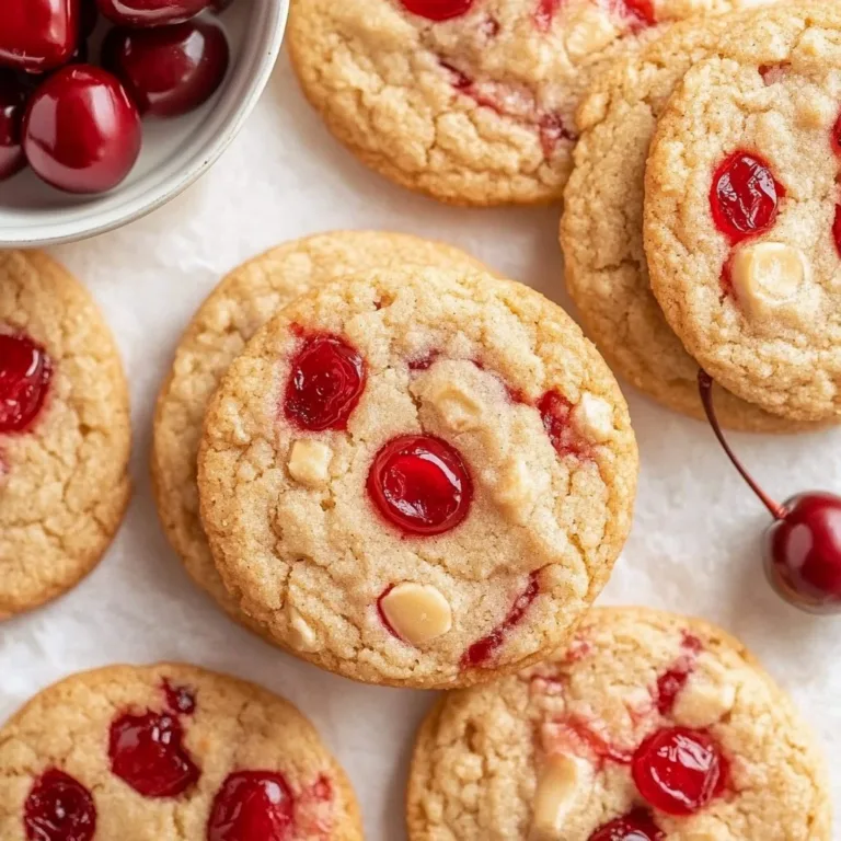 Freshly baked Cherry Almond Cookies on a cooling rack