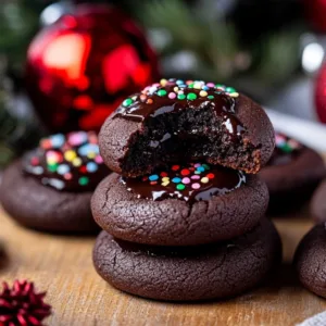 Delicious Chocolate Thumbprint Cookies filled with chocolate ganache