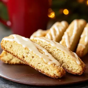 Delicious homemade Eggnog Biscotti served on a festive plate