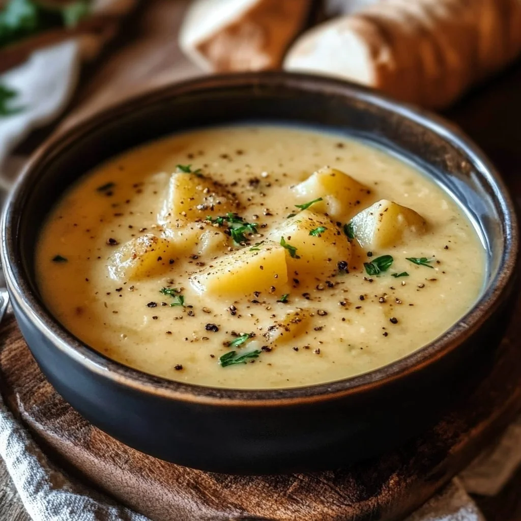 Hearty Cheddar Garlic Herb Potato Soup Recipe