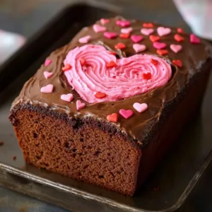 Delicious Hidden Heart Chocolate Loaf Cake with a rich chocolate flavor