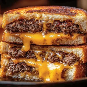 Delicious patty melt sandwich with secret sauce and melted cheese
