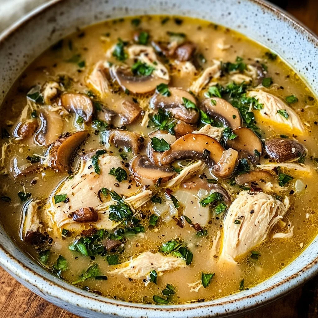 This rotisserie chicken and mushroom chicken soup is my fall favorite!