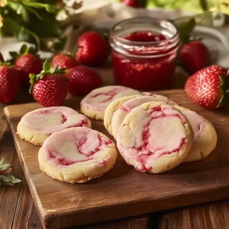 Plate of delicious strawberry cheesecake cookies topped with fresh strawberries.