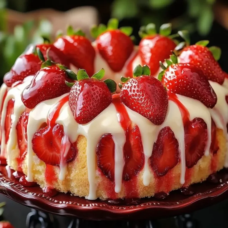 Slice of strawberry cream cheese pound cake garnished with fresh strawberries