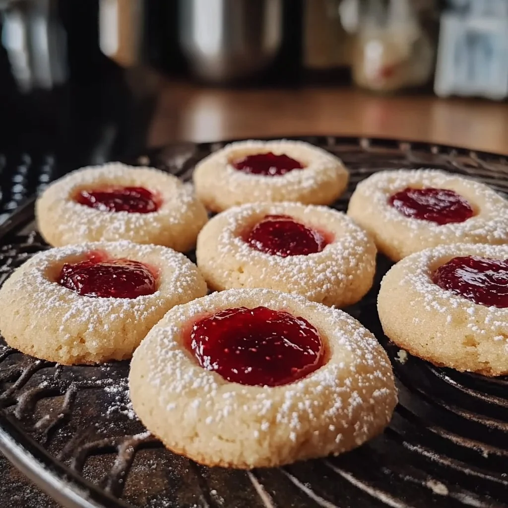 Thumbprint Cookies with Strawberry Jam