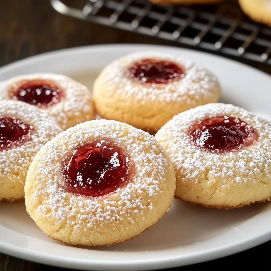 Thumbprint Cookies with Strawberry Jam