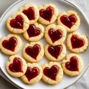 Delicious thumbprint heart cookies decorated with colorful icing