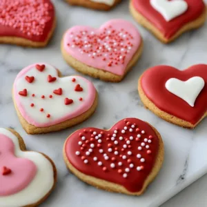 Delicious Valentine's Day red velvet cookies with heart decorations