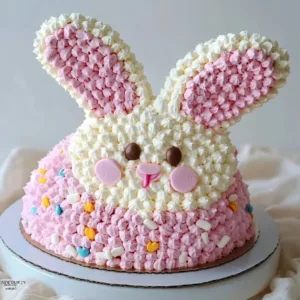 Beginner-friendly Easter Bunny Cake cut up for festive occasions