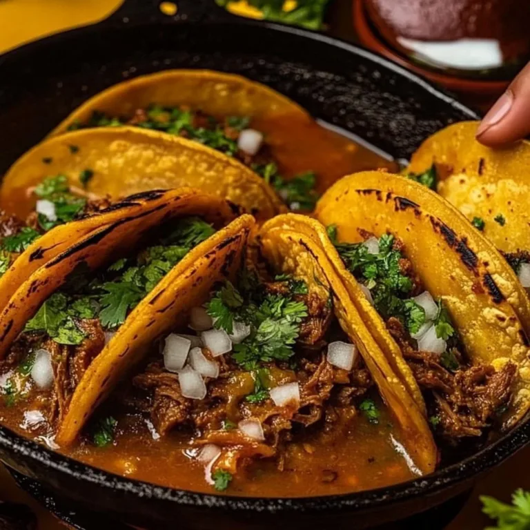 Delicious Birria Tacos served with consome for dipping