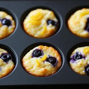 Blueberry and lemon zest cottage cheese bites on a plate