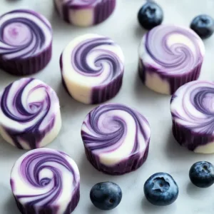 Delicious Blueberry Swirl Yogurt Bites snack with flavors of fresh blueberries