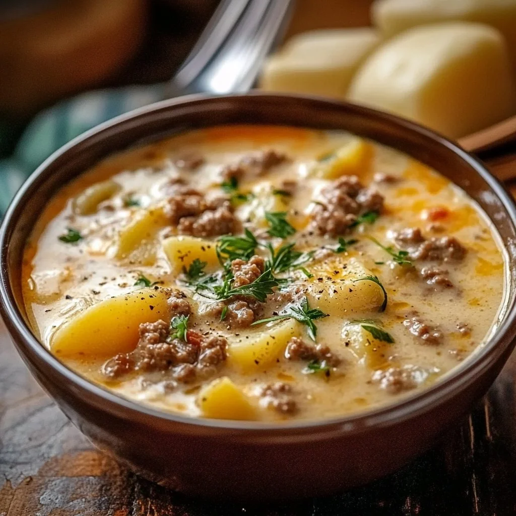 Cheesy Hamburger Potato Soup