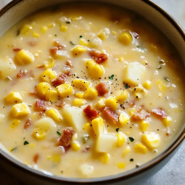 Bowl of delicious corn chowder topped with fresh herbs and served with crusty bread