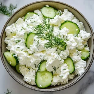 Cottage Cheese Cucumber Salad with fresh cucumbers and herbs