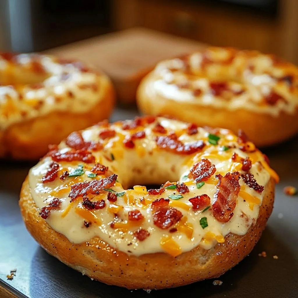 Creamy Bacon Cheddar Bagels