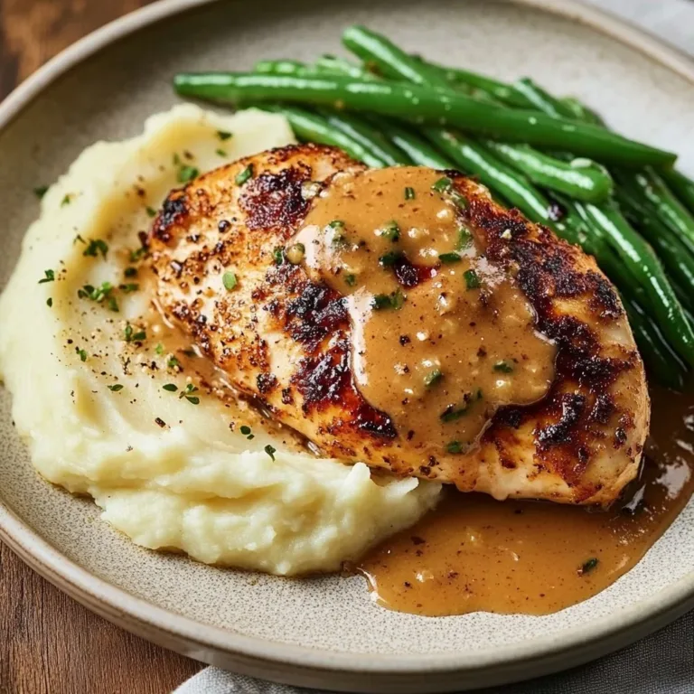 Creamy Garlic Parmesan Chicken Breast served on a plate with herbs