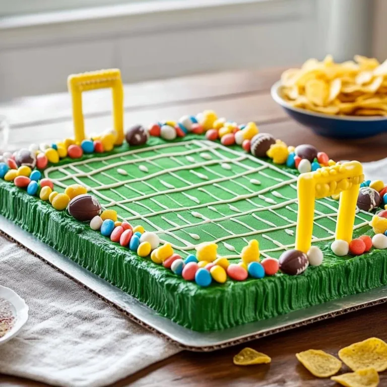 Delicious Football Sheet Cake decorated for a sports-themed party