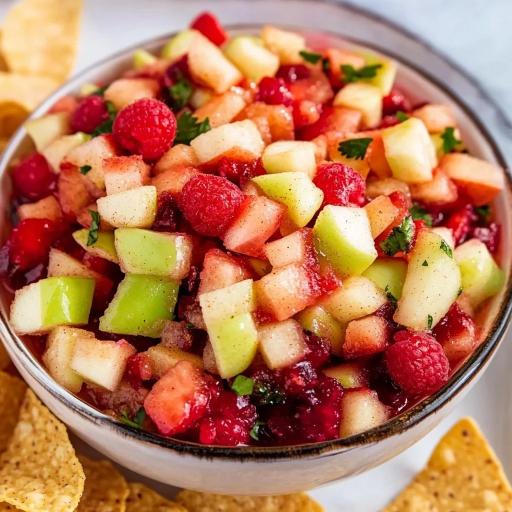 Fruit Salsa with Cinnamon Sugar Tortilla Chips