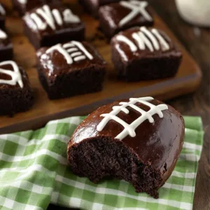 Fudgy football brownies decorated for game day