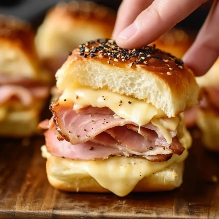 Delicious ham and cheese sliders served on a platter