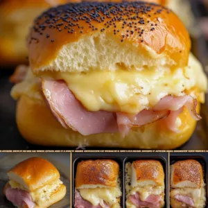 Ham and Havarti Cheese Sliders on a serving platter