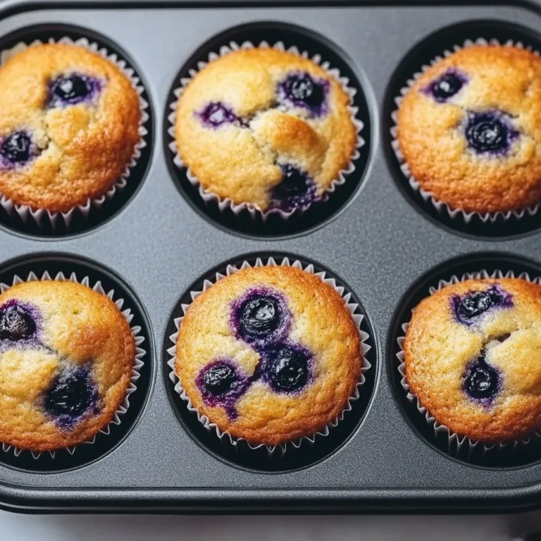 Freshly baked hearty blueberry protein muffins on a wooden table
