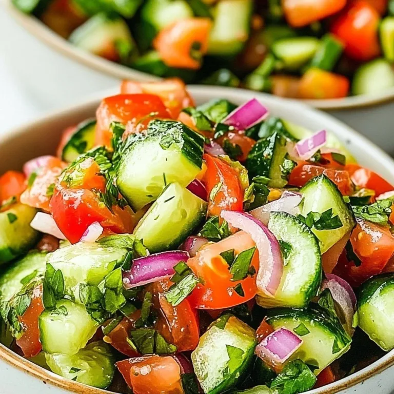 Italian cucumber salad with fresh ingredients and vibrant colors