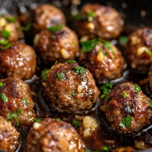 Delicious keto garlic butter meatballs served on a plate