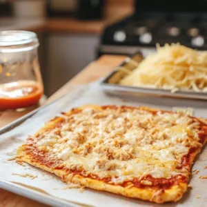 Homemade Keto Pizza Crust ready to be topped with fresh ingredients