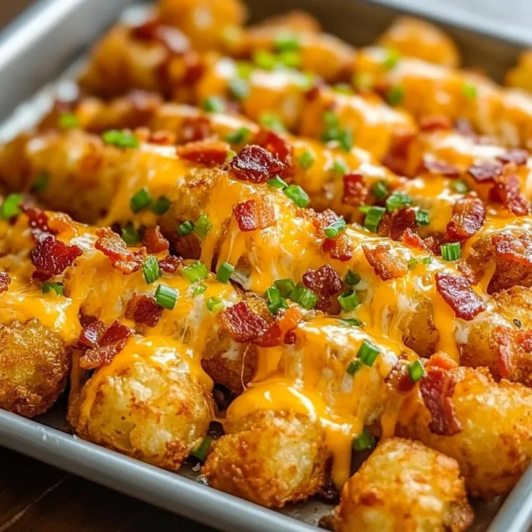 Delicious loaded tater tot skewers topped with cheese and bacon