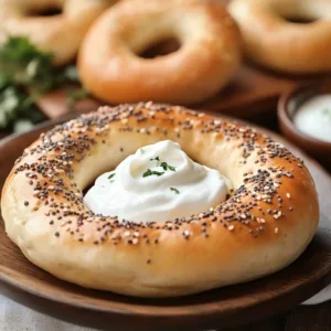 Protein Bagels topped with Greek yogurt, a nutritious and high-protein snack