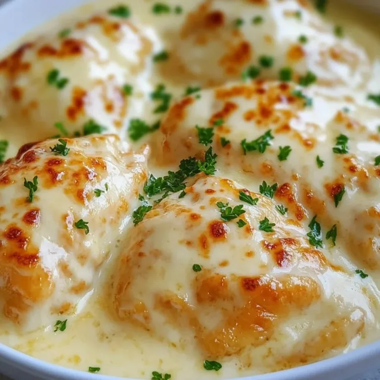Smothered cheesy sour cream chicken served with garnish.