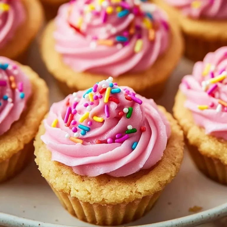 Delicious sugar cookie cups with frosting and sprinkles