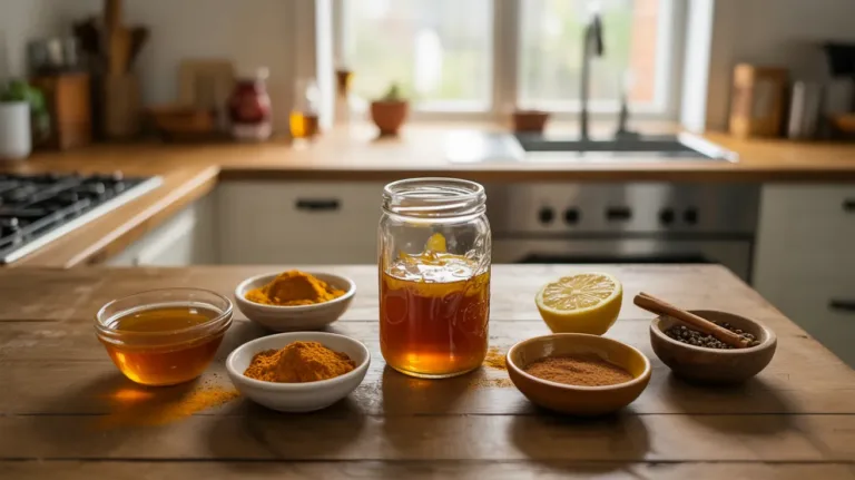 asian honey protocol recipe ingredients in glass jar on kitchen counter