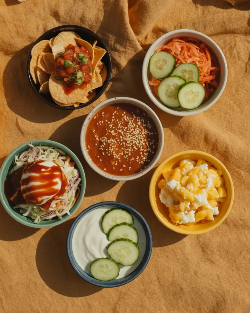 Five boy kibble bowl variations showing different sauce stacks for weekly meal prep