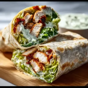 Delicious Chicken Caesar Wrap filled with grilled chicken and romaine lettuce