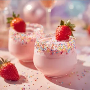 Delicious Drunk Bunny Cocktail in a colorful glass with fresh fruits