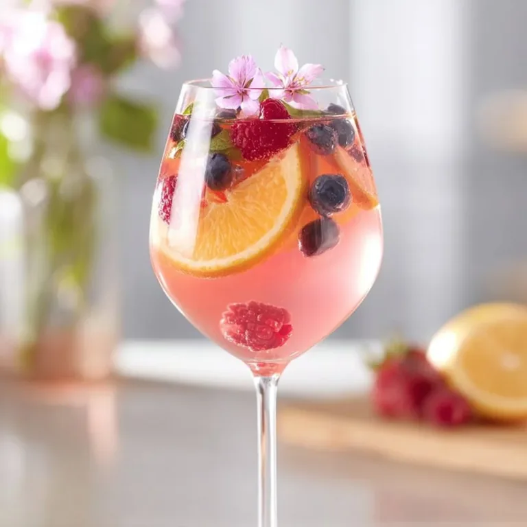 Colorful Easter Cocktail Sangria with fruit in a glass