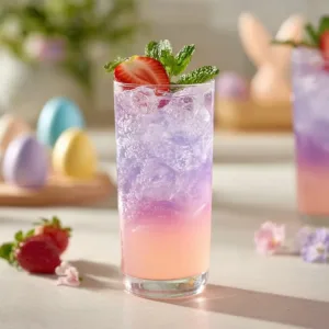 Refreshing Fizzy Easter Bunny Brew Mocktail in a festive glass