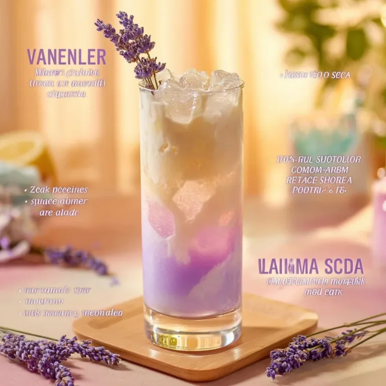 Lavender Vanilla Cream Soda Mocktail in a glass with flowers