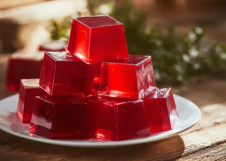 Low-calorie gelatin snack in a vibrant bowl with fruit and mint garnish