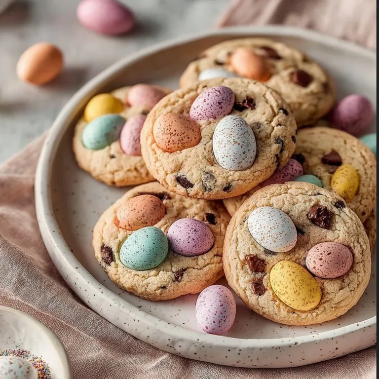 Baked Mini Egg Cookies with colorful chocolate eggs.