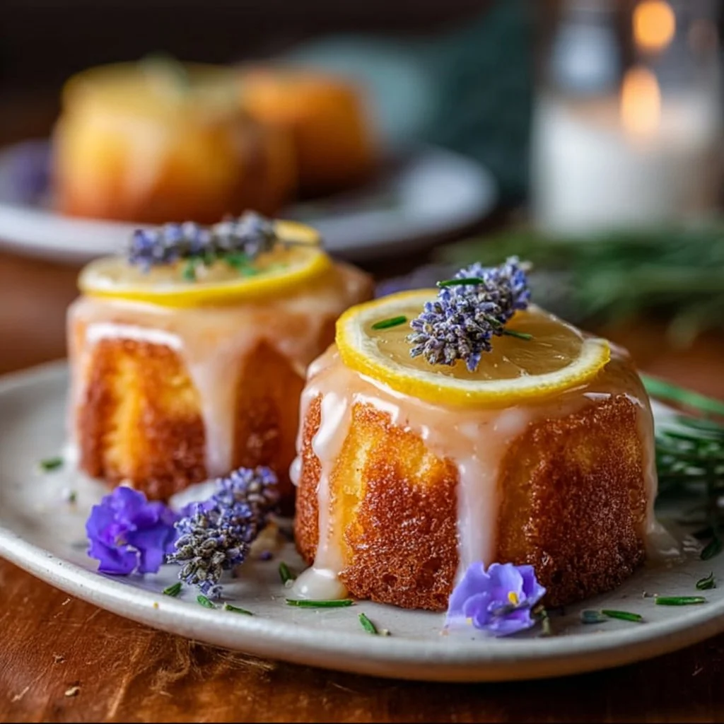 Mini Lemon Cakes with Lavender Glaze