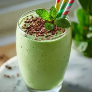 Delicious Shamrock Shake topped with whipped cream and a cherry