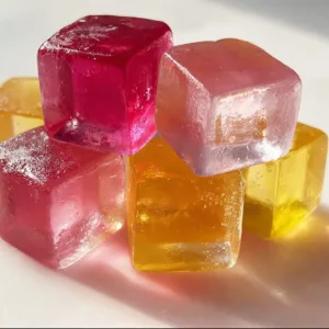 A colorful and delicious simple gelatin dessert in a clear dish.