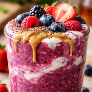 A vibrant 90 30 50 smoothie featuring colorful fruits and protein powder.